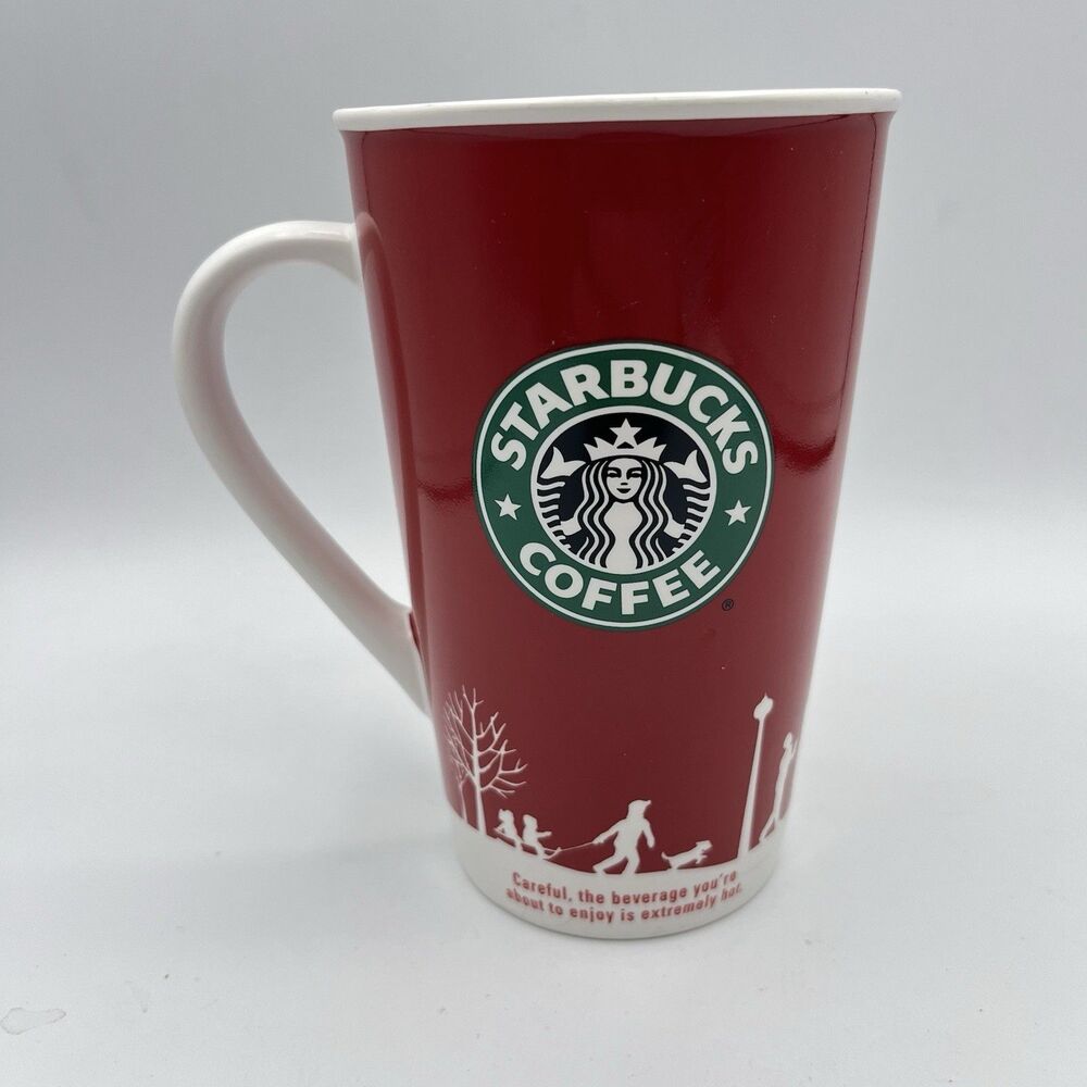 Starbucks Red Holiday Coffee Mug, Siren Logo, 2006, 16 Oz.